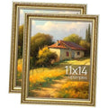 Ornate gold picture frame with real glass for 11x14 photos, two frames shown