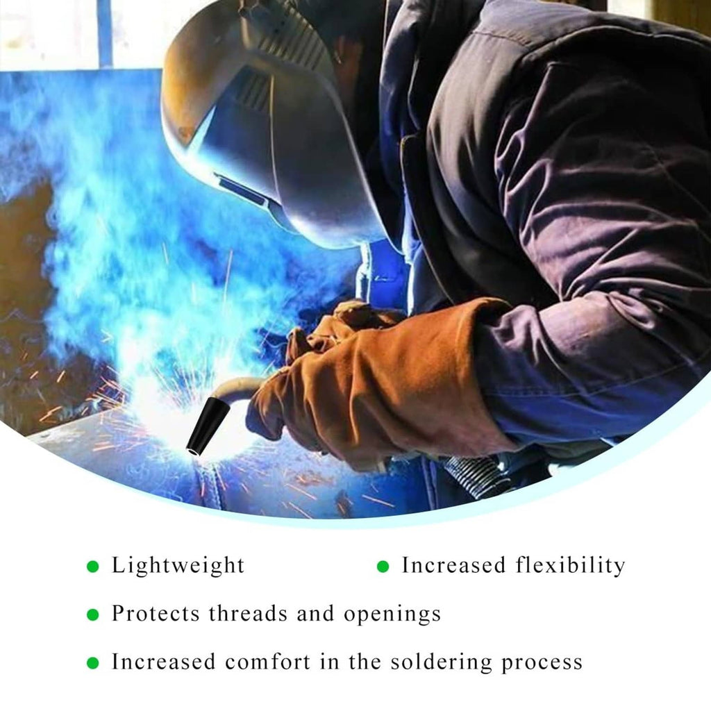 Flux core gasless nozzle tips shown during soldering with sparks