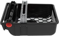 Black replacement debris basket with hex-pattern filter insert and handle slot