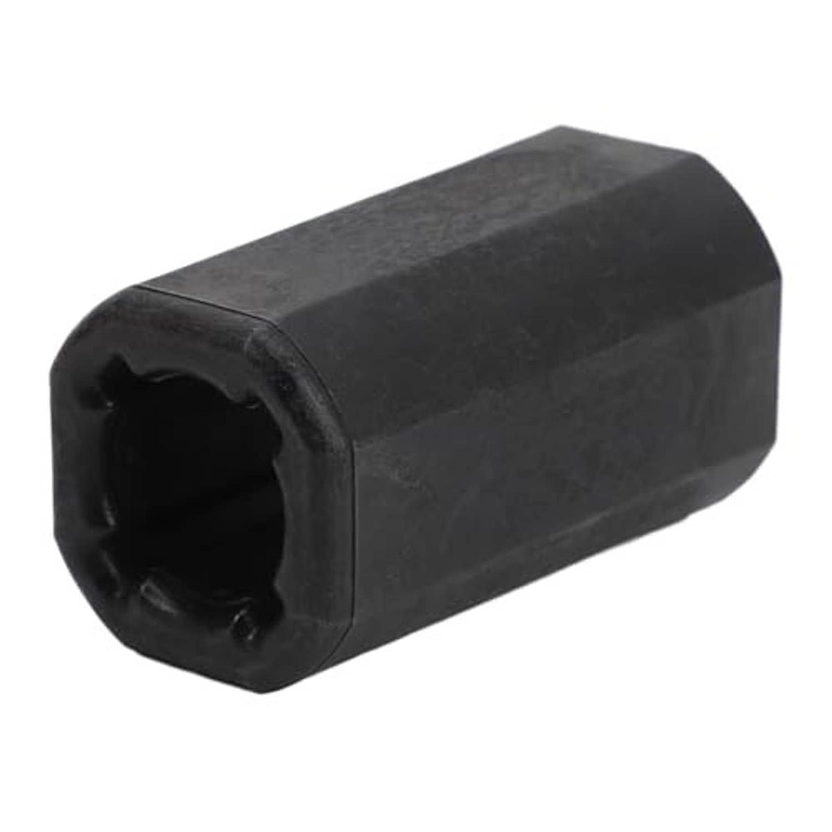 Black rubber propeller hub drive sleeve, angled view with internal socket