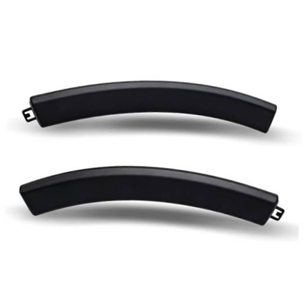 Set of two black curved bumper filler trim pieces with mounting clips