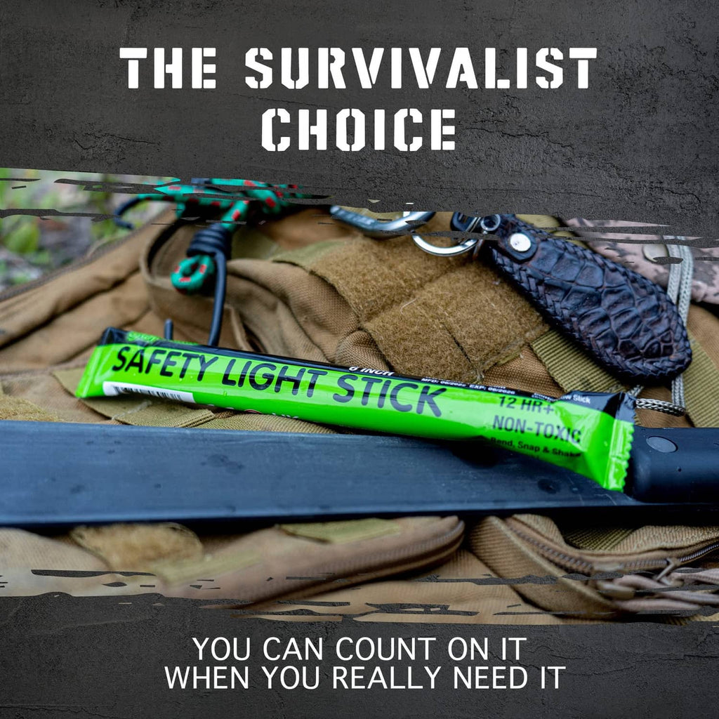 Safety light stick in green wrapper, held in hand