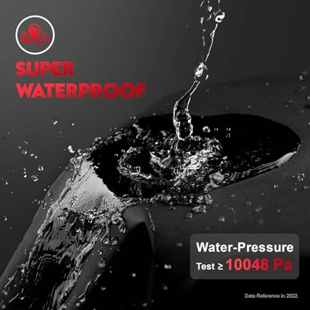 Black dome tire cover in waterproof test theme with water spray and droplet splash
