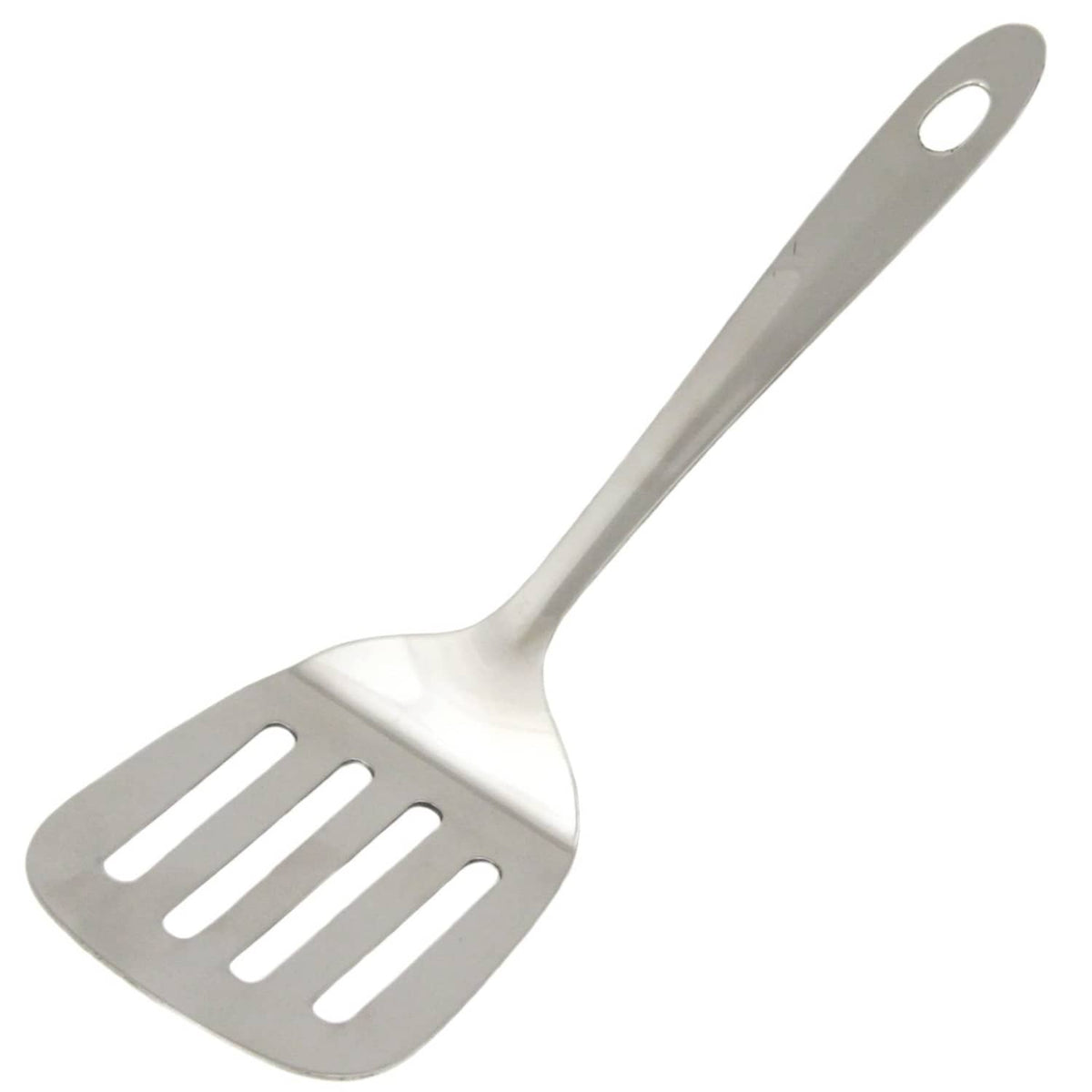 Stainless steel slotted turner spatula with hanging hole, 9.5 in.