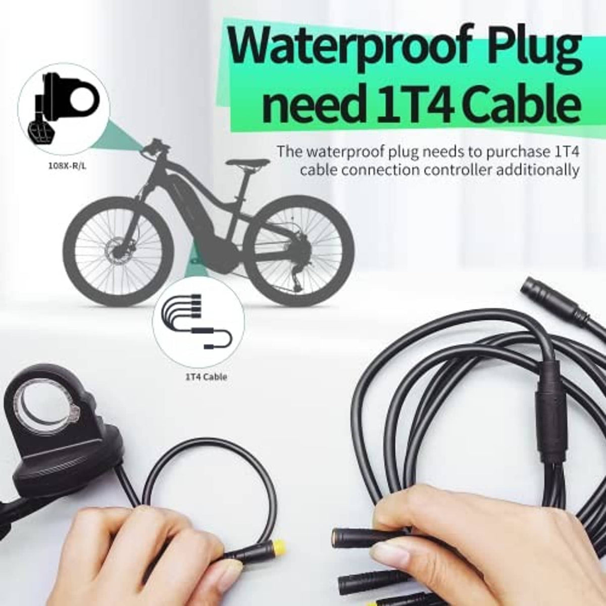 Waterproof wiring plug with cable and matching connector for e-bike thumb throttle