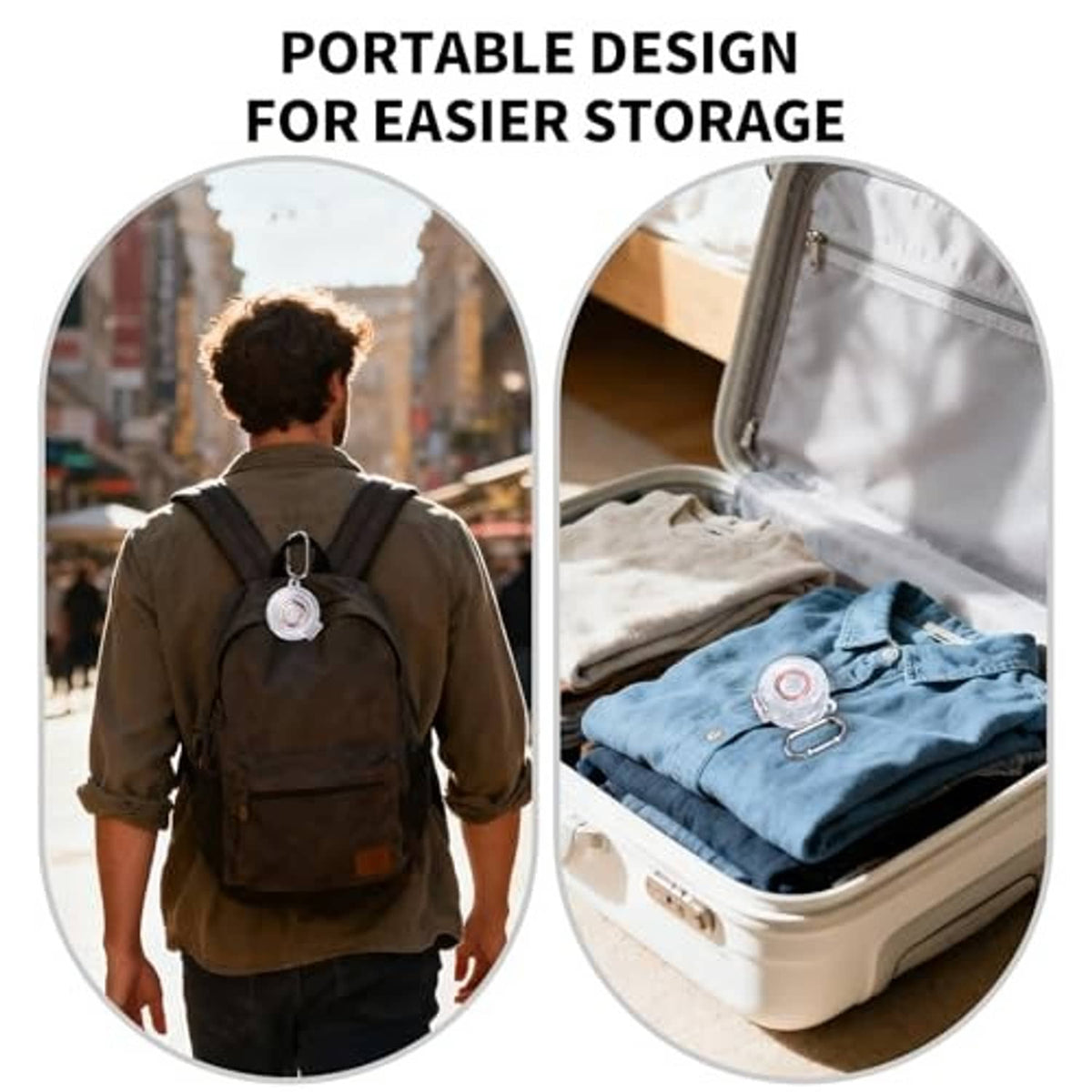 Clear plastic protective charger case on a keychain, with secure clasp for travel storage