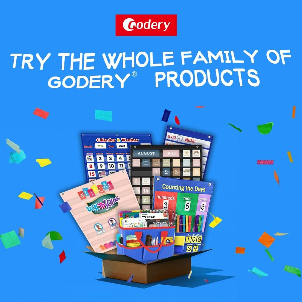 Godery visual schedule product display set with calendars and counting cards