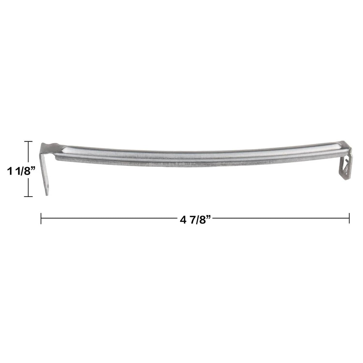 Dryer moisture sensor plate bar, single silver curved metal strip with mounting clips