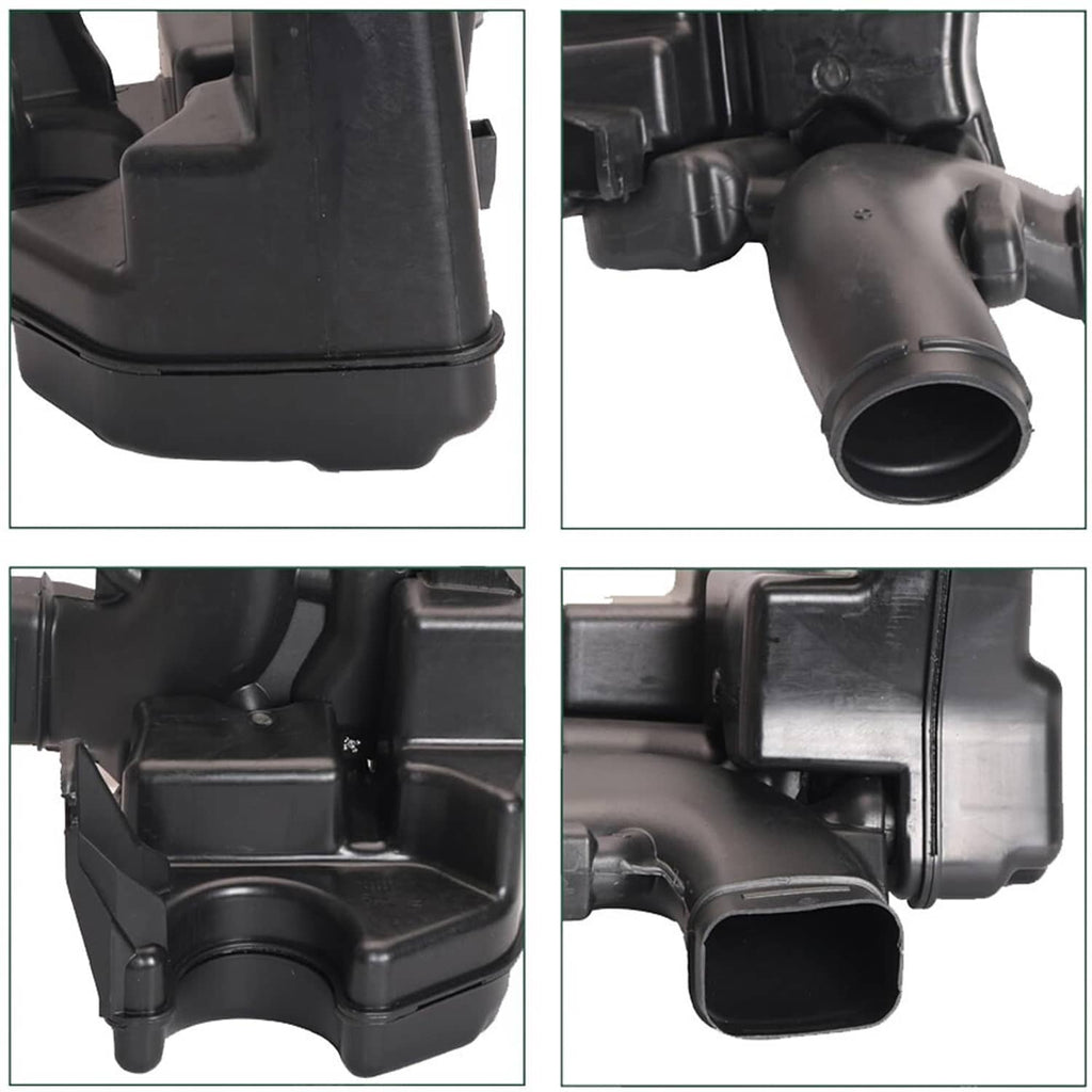 Black air intake lower resonator close-up views of ports, seams, and housing