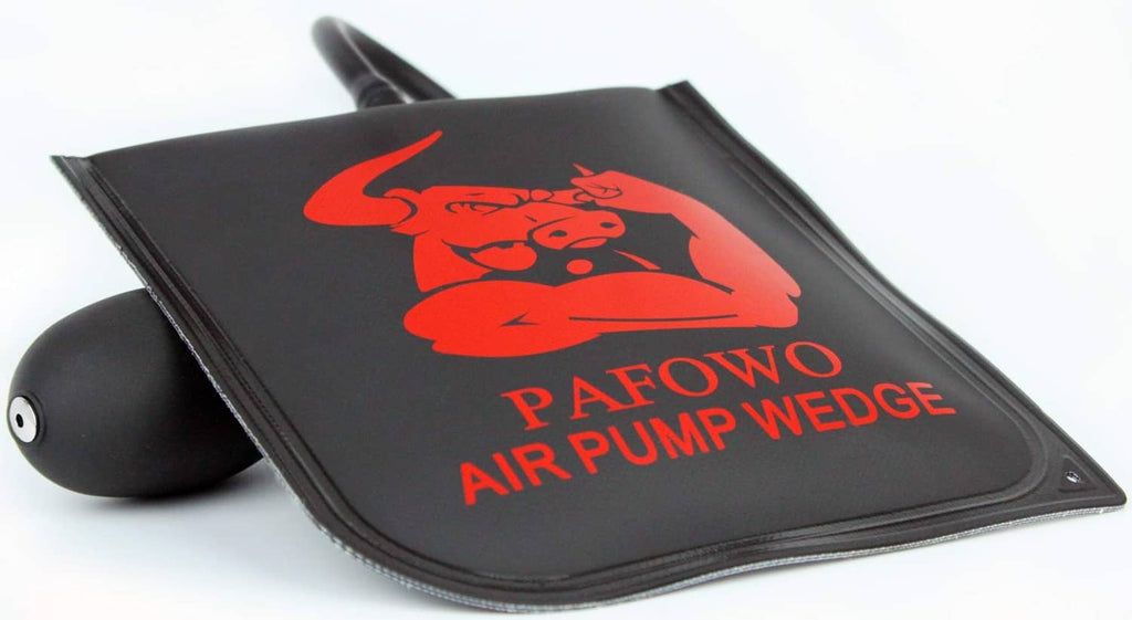 Air pump wedge bag with attached hand pump nozzle and compact carry pouch