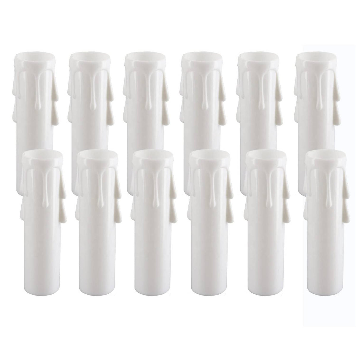 White plastic E12 chandelier candle sleeves, 4 inch, socket cover pack