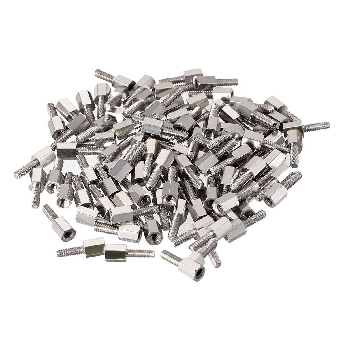 Nickel-plated brass hex standoff spacer screws for PCB mounting, mixed pack