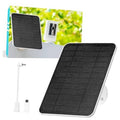 Black solar panel with white mounting bracket and cable adapters