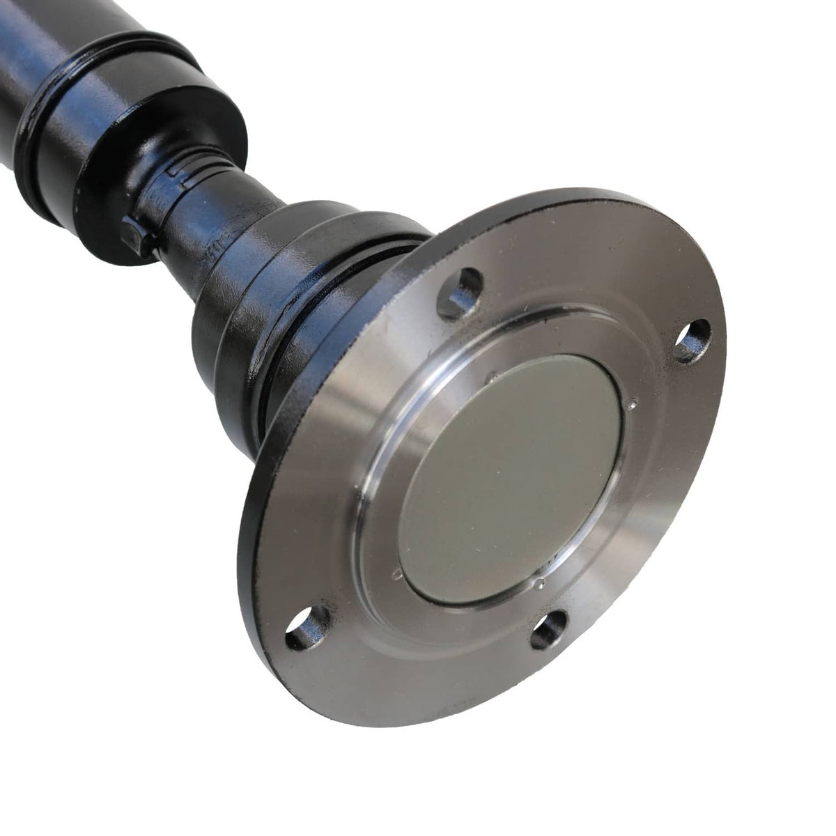 Front flange end of driveshaft prop shaft with bolts and silver face