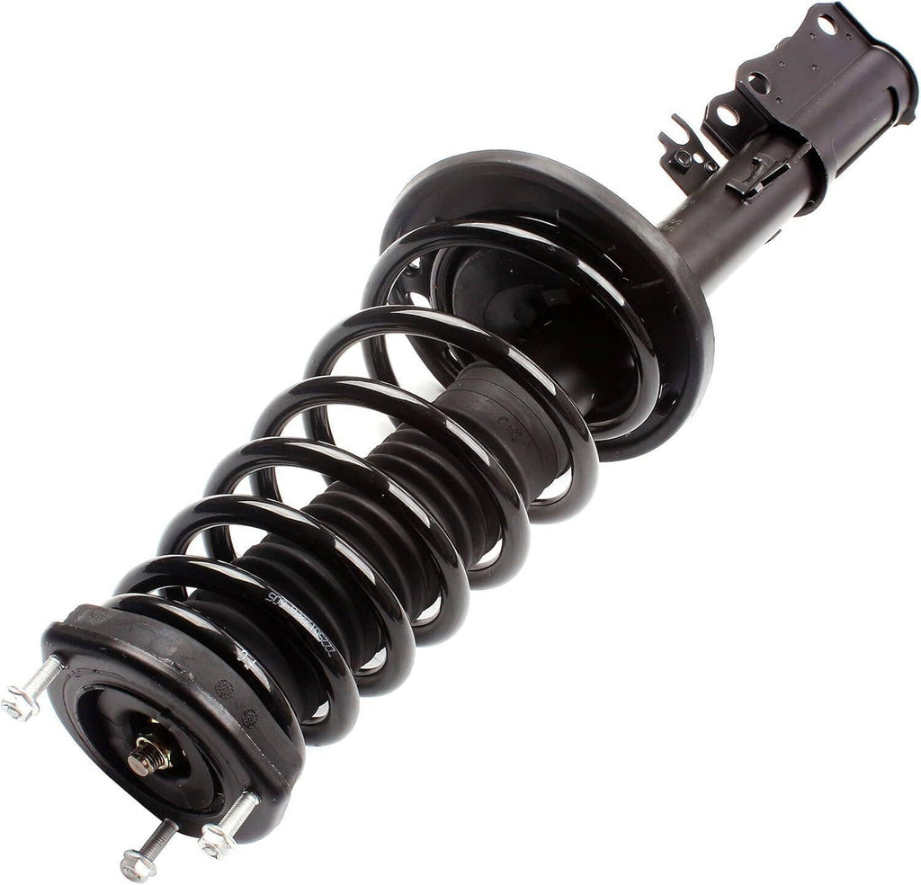 Shock strut assembly with black coil springs and upper mounting bracket