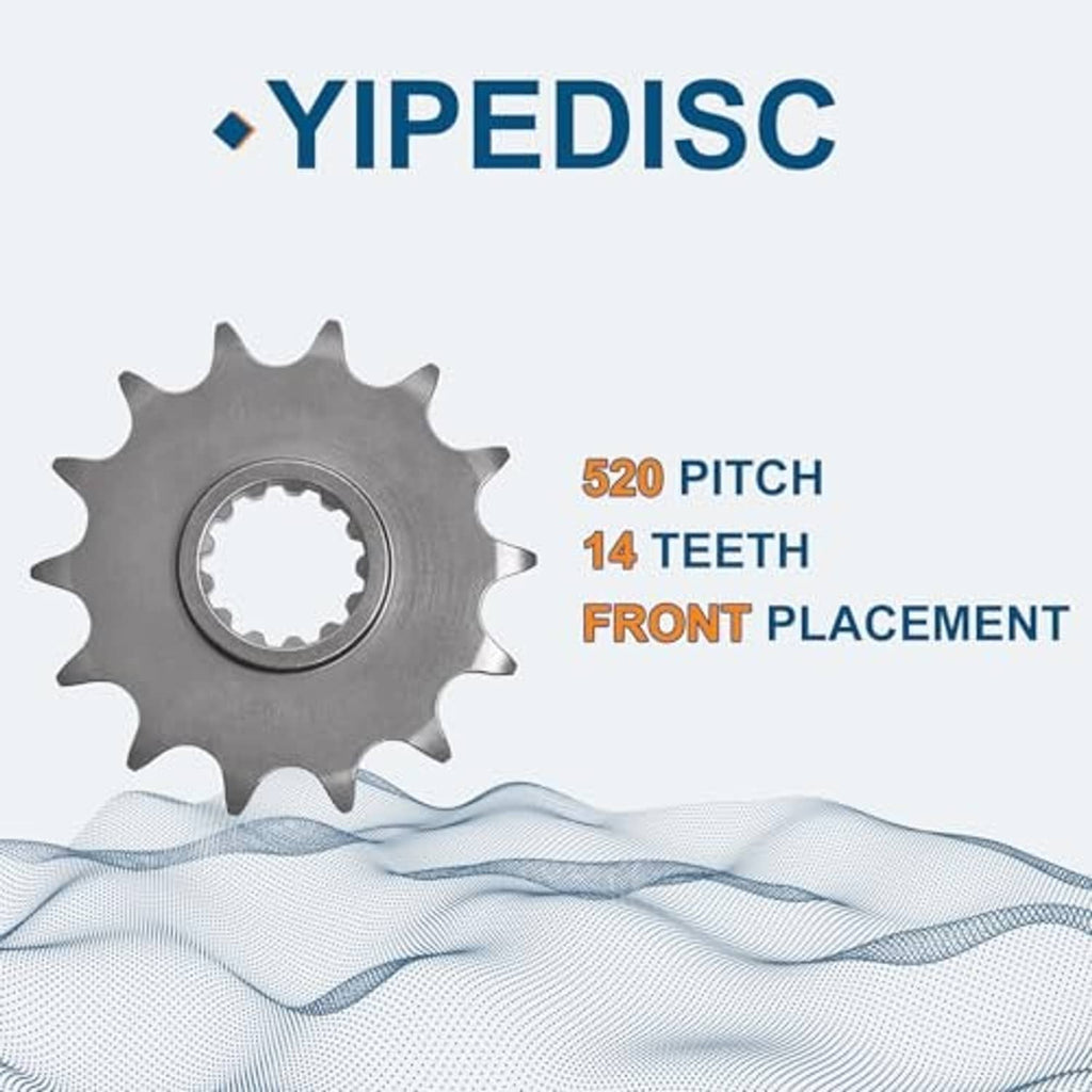 Front motorcycle sprocket gear wheel with center splined hub and multiple gear teeth