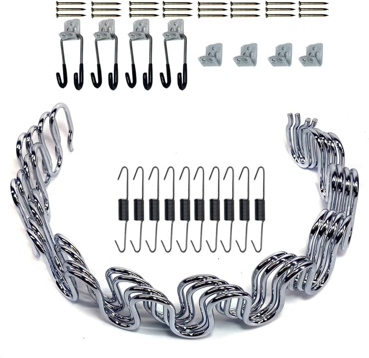 4-piece sofa upholstery spring repair kit: metal coil springs with mounting hooks