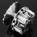 Silver complete drive clutch assembly with fan-style face and metal housing components