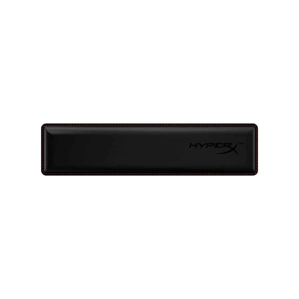 HyperX black wrist rest with red-edge stitching and HYPERX logo
