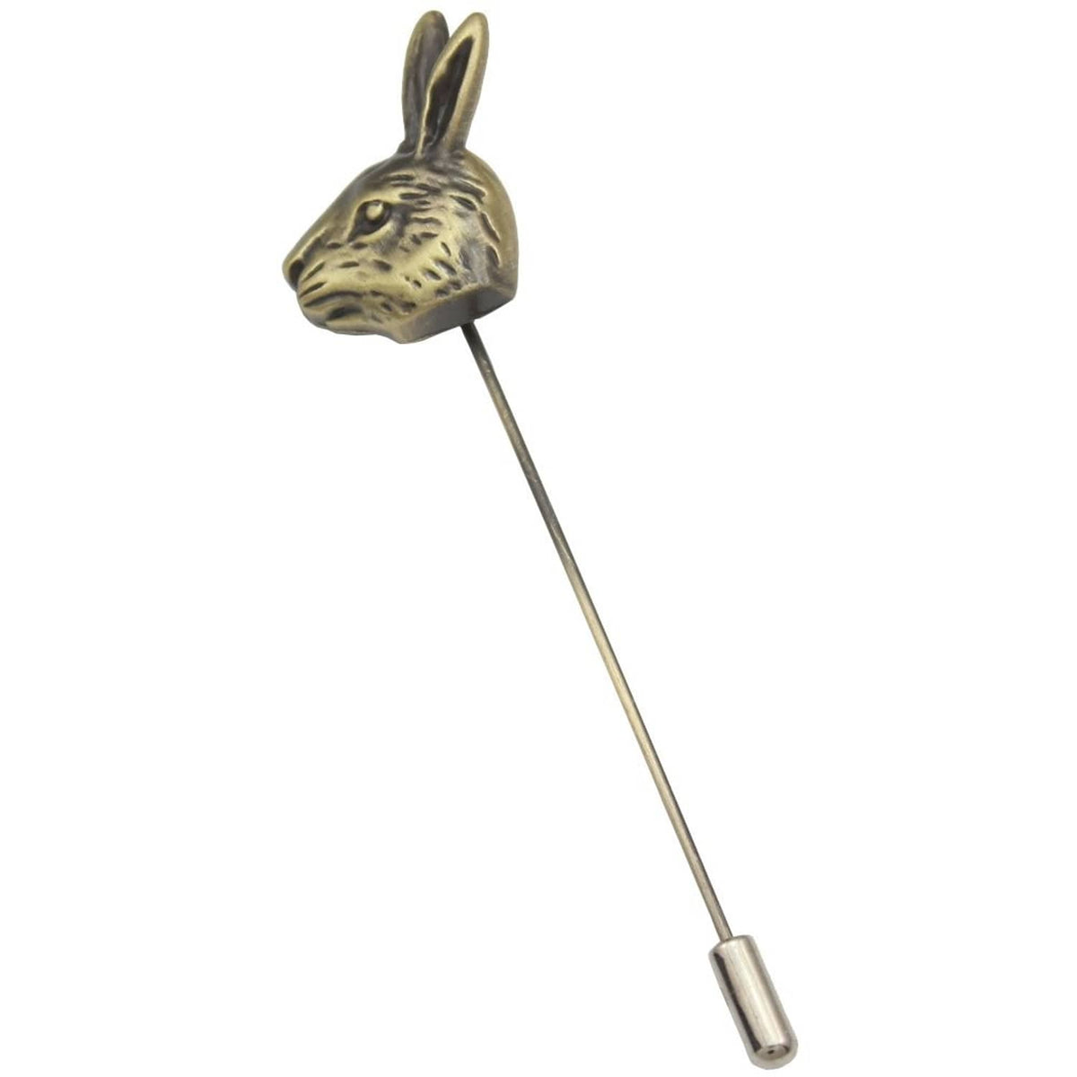 Gold-tone rabbit hatpin with pointed stem