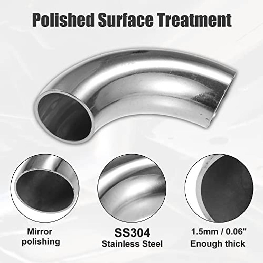 Stainless steel 90-degree mandrel bend elbow pipe set with mirror polished finish