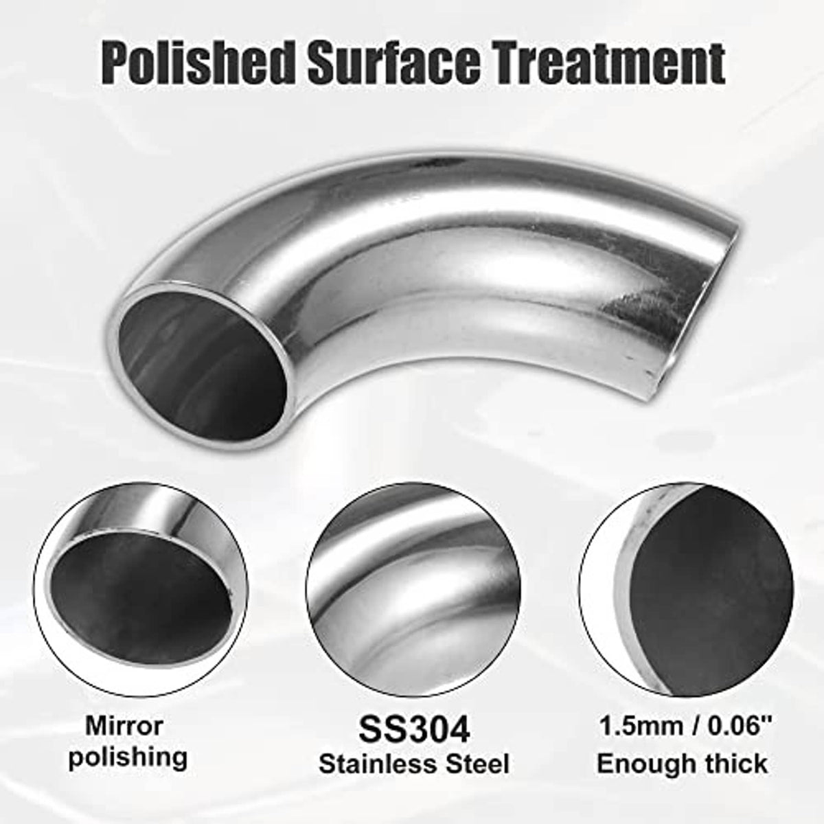 Stainless steel 90-degree mandrel bend elbow pipe set with mirror polished finish