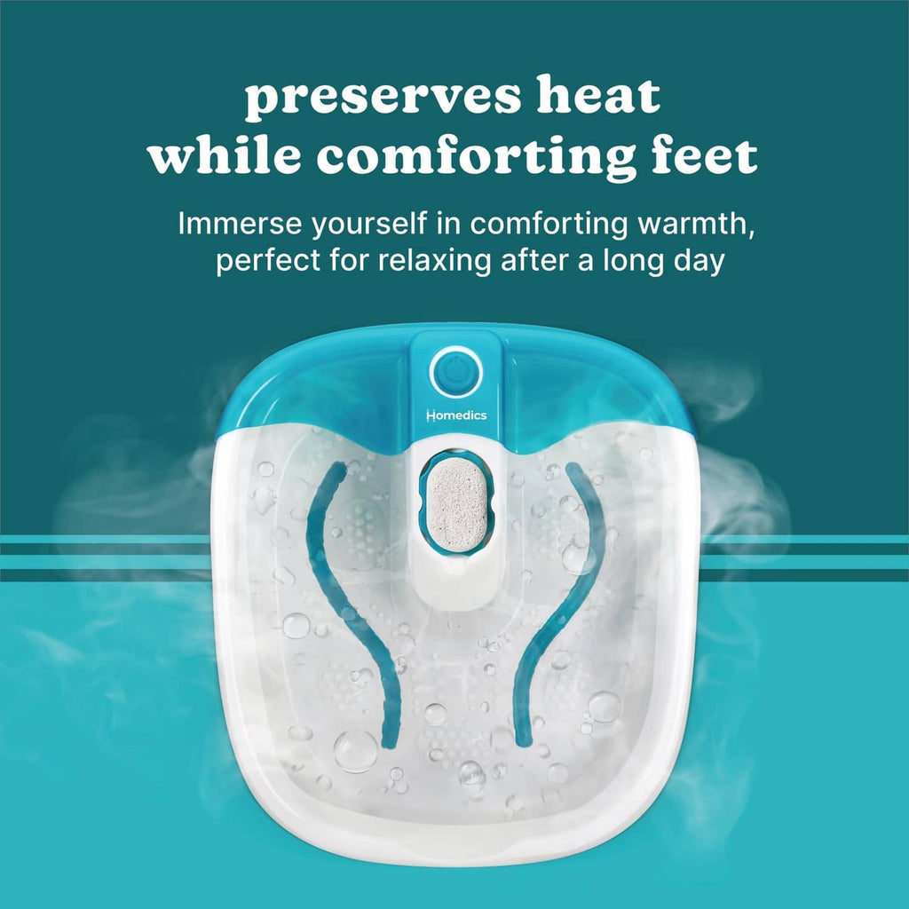 Blue bubble foot spa basin with central control button