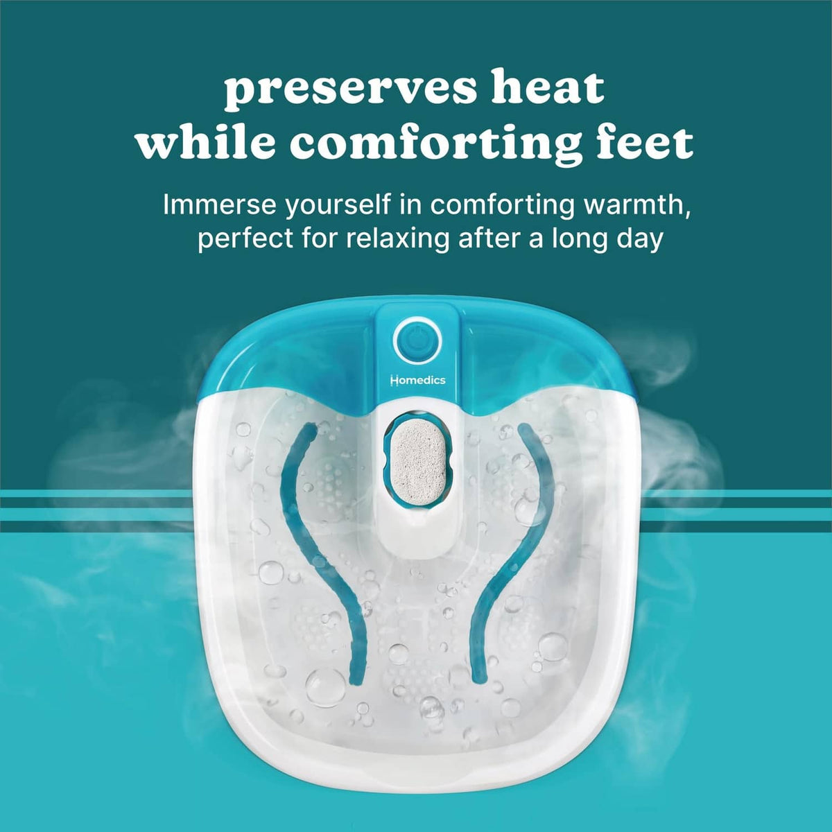 Blue bubble foot spa basin with central control button