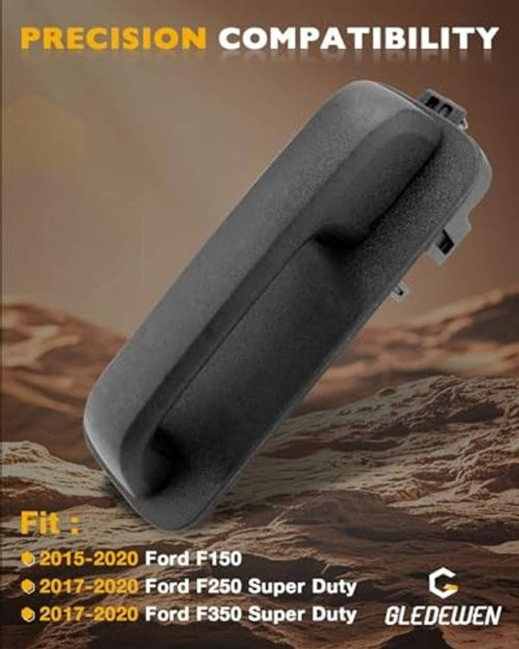 Front right exterior door handle, black textured housing with mounting tab