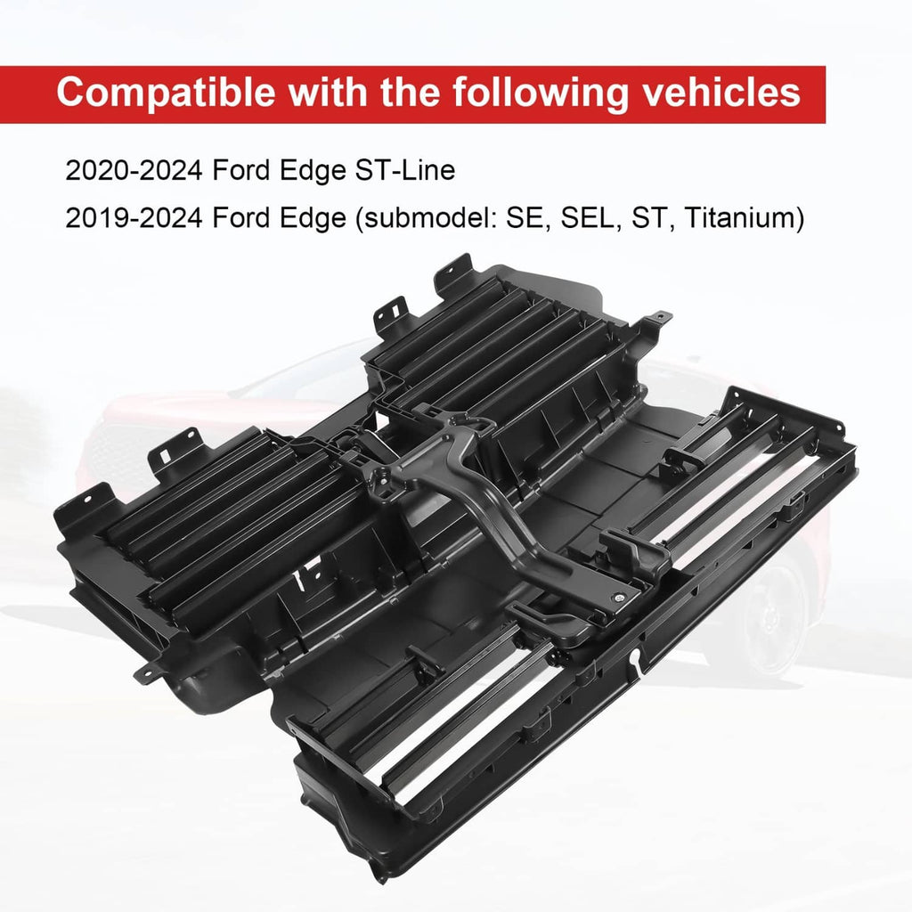 Active grille shutter motor assembly, black folded shutter unit with mounting points