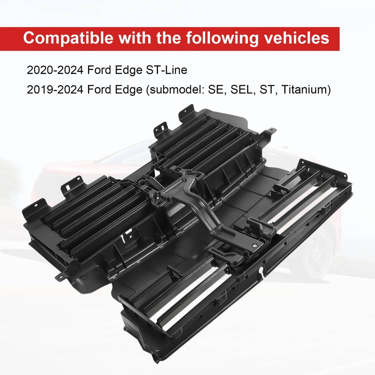 Active grille shutter motor assembly, black folded shutter unit with mounting points