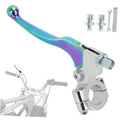 Rainbow electroplated motorcycle clutch lever with silver clamp and black grip