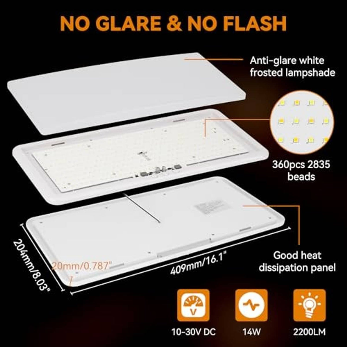 Frosted LED ceiling light panel with 2835 LED beads and heat dissipation plate