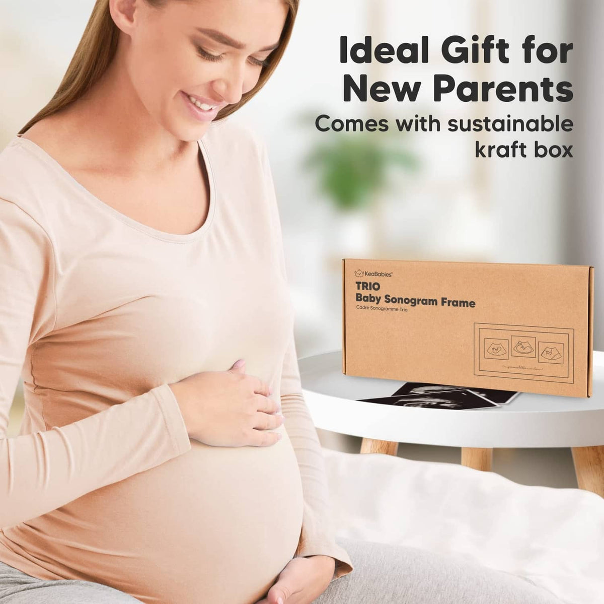 Ultrasound trio picture frame with kraft gift box packaging for sonogram photos