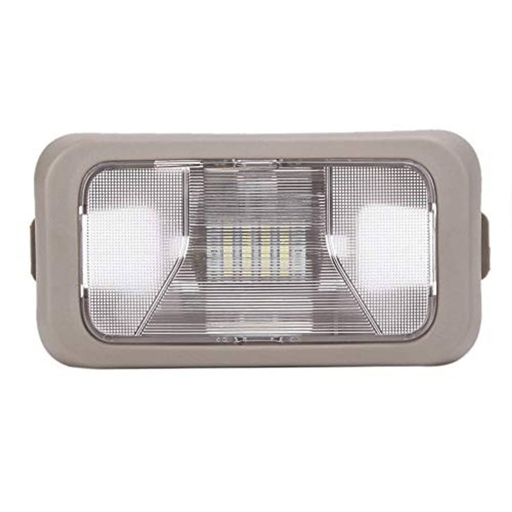 Beige rectangular LED dome roof light with clear center diffuser and side mesh