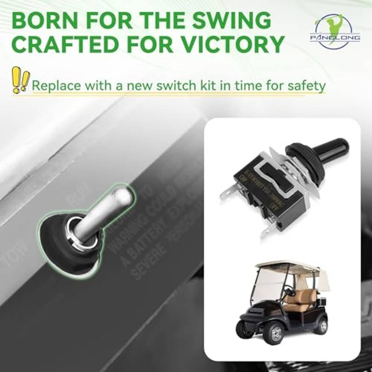 Tow/run switch with black boot, chrome actuator pin, and metal mounting posts