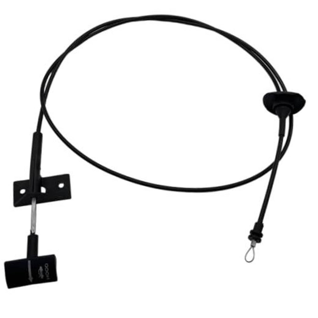 Black hood release cable with handle and mounting bracket