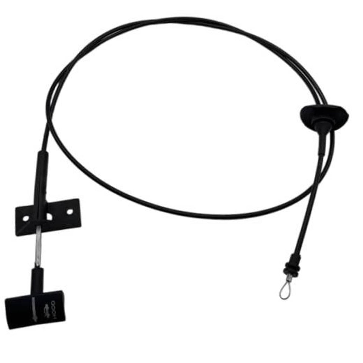 Black hood release cable with handle and mounting bracket