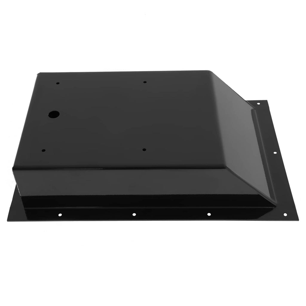 Recessed trolling motor foot pedal pan, exterior top cover with corner mounting holes