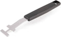 Barbecue grid lifter with silver metal fork and black grip handle