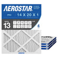 HVAC air filter 14x20x1 MERV 13, white pleated media, 4-pack set