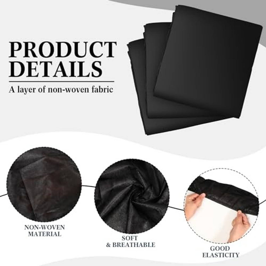Stack of black non-woven disposable massage table sheets with smooth outer layer