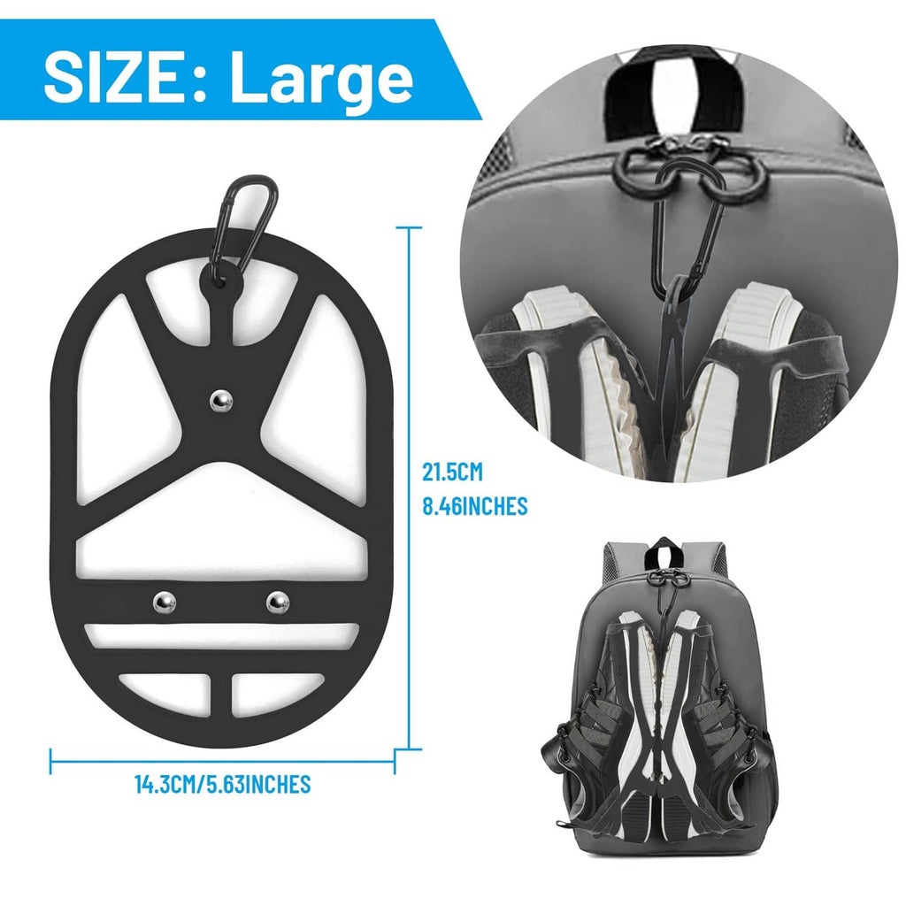 Large shoe holster with adjustable straps and backpack clip, black