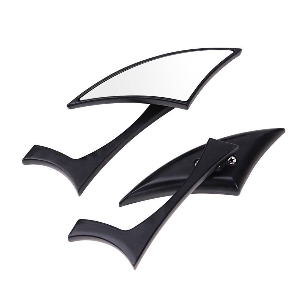 Set of 2 motorcycle rearview mirror blades, black, with mounting brackets