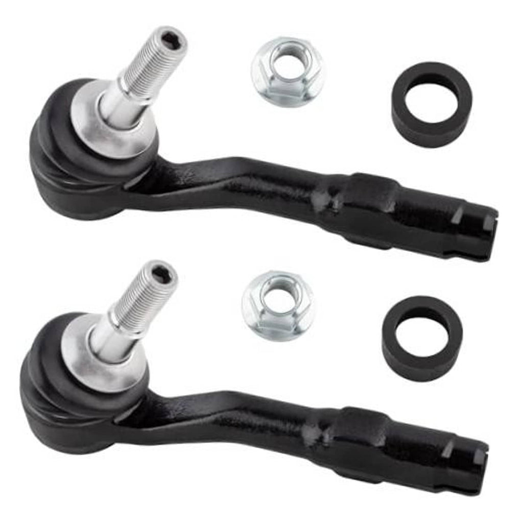Front tie rod end outer ball joint, black rubber boot, silver stud, includes hardware