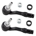 Front tie rod end outer ball joint, black rubber boot, silver stud, includes hardware