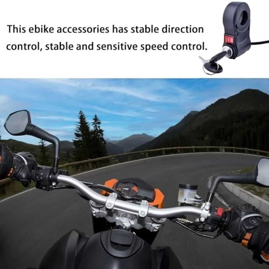 Speed control key lock mounted on handlebar with three indicator bars