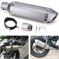 Motorcycle exhaust muffler silencer, silver canister with mounting clamp ring and springs
