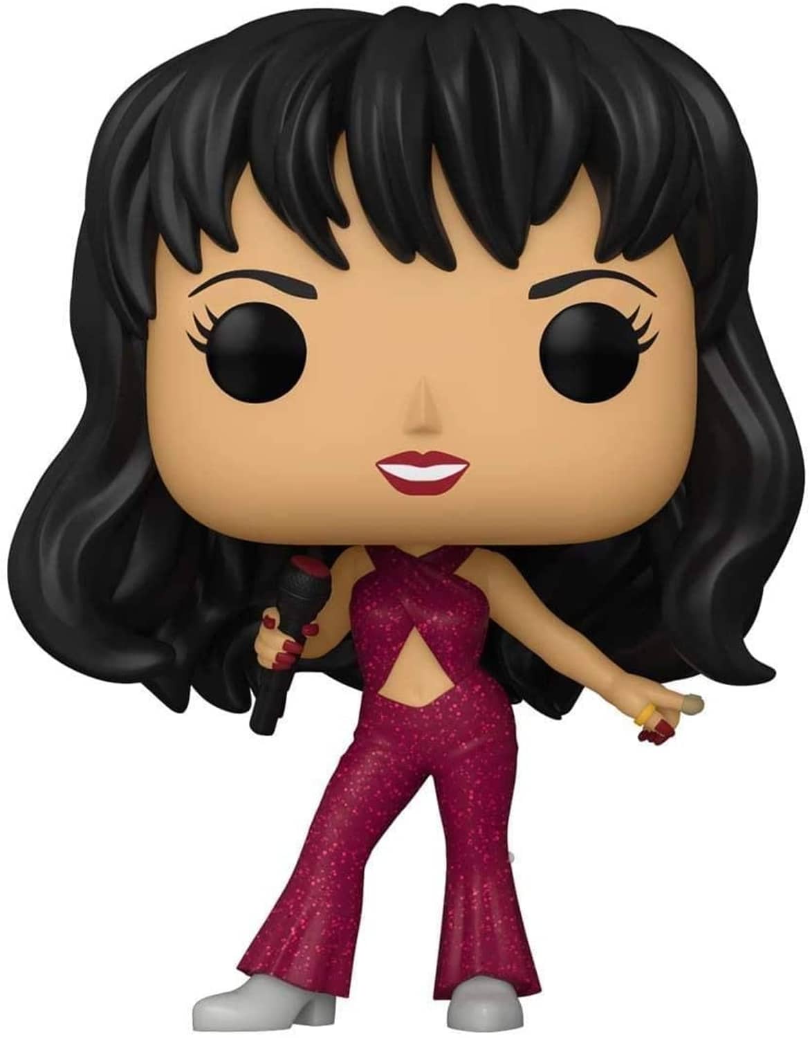 Selena Funko Pop! Rocks figurine with black bob hair and burgundy glitter outfit