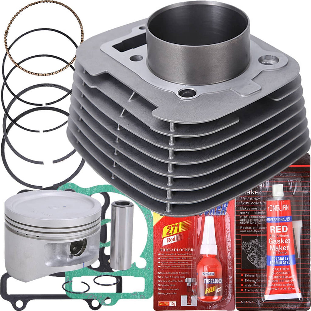 Cylinder piston and gasket rebuild kit with finned cylinder, piston, and rings, silver